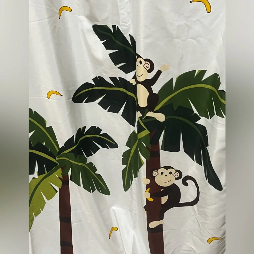ALLURE SHOWER CURTAIN Playful Monkey and Palm Tree TROPICAL JUNGLE THEME: KIDS